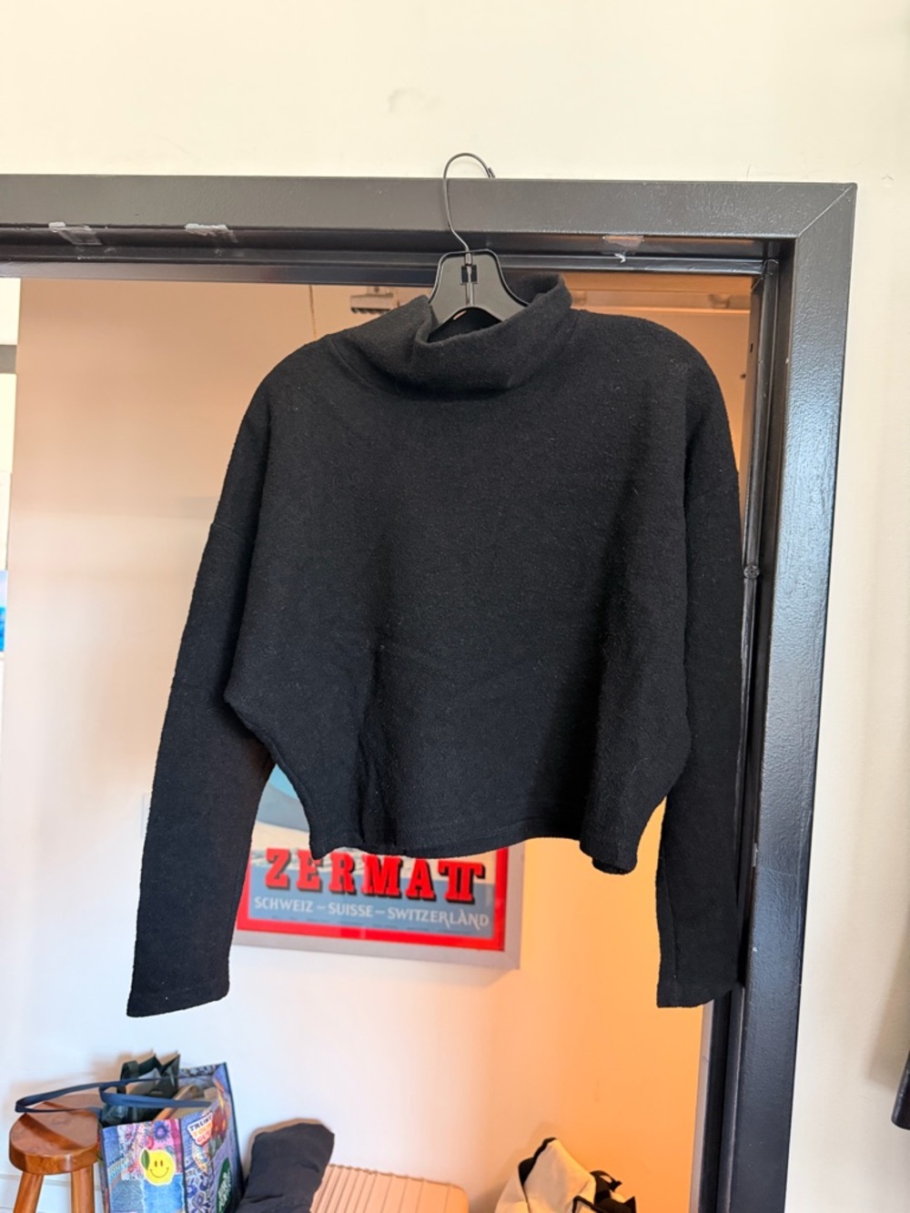 Cropped Black Turtleneck Sweater